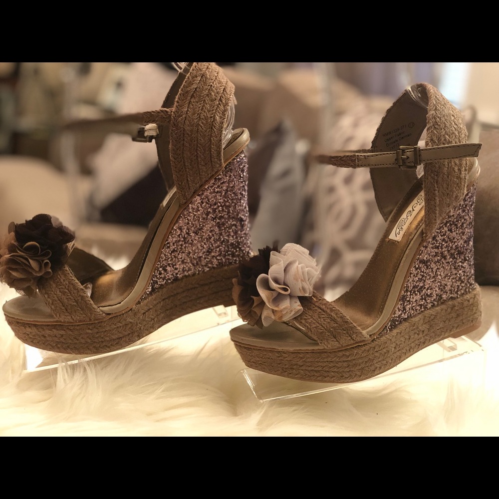 NAUGHTY MONKEY NMW1339-277 Glitter Open Toe Wedges